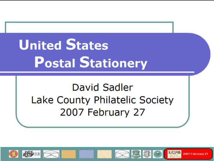 United States Postal Stationery Presentation: Slide 1 of 30